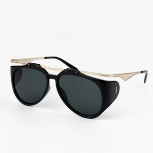 NEW Saint Laurent SLM137 AMELIA 001 Black Gold Grey Unisex Sunglasses